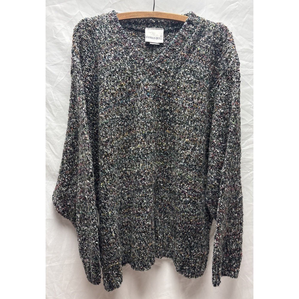 Fashion Bug Women's 26/28 Plus Size Multicolor Speckled Chunky Knit Sweater